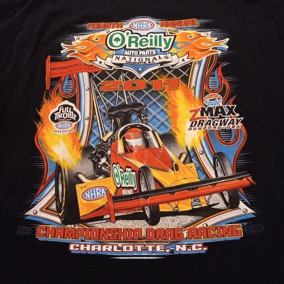 Drag Racing 2011 O'Reilly's Black Men's XL Cotton Short Sleeve T-Shirt - Picture 1 of 7